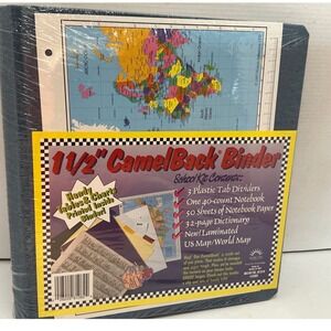 Norcom‎ Vintage 1997 CamelBack Binder School Kit Map Graphic Blue 1.5 Inch NWT
